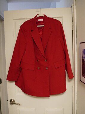 MNG Mango Red Double Breasted Blazer 4XL Oversized Power Blazer